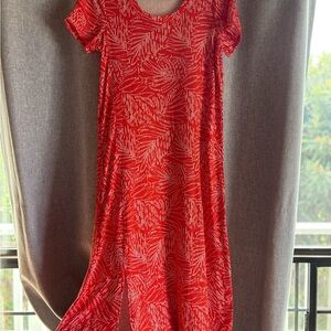 Cuddl Duds Red and White Patterned Midi Dress